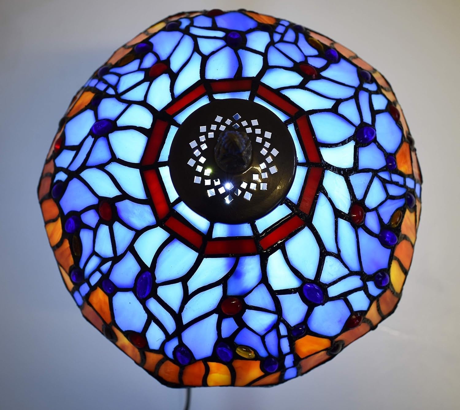 Tiffany Style Dragonfly Table Lamp Stained Glass Antique Look 42cm E27