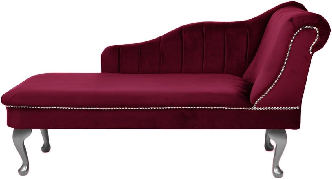 Velvet Chaise Lounge Right Hand Tufted Accent Sofa Chair Wine 133cm