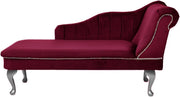 Velvet Chaise Lounge Right Hand Tufted Accent Sofa Chair Wine 133cm