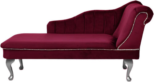 Velvet Chaise Lounge Right Hand Tufted Accent Sofa Chair Wine 133cm