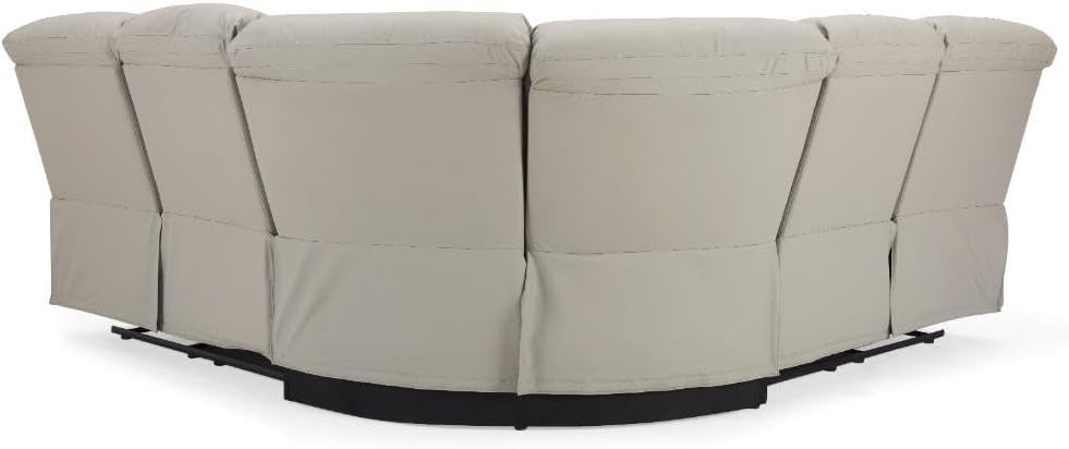 Reclining Corner Sofa Faux Leather 5 Seater Light Grey | Modern Large Suite