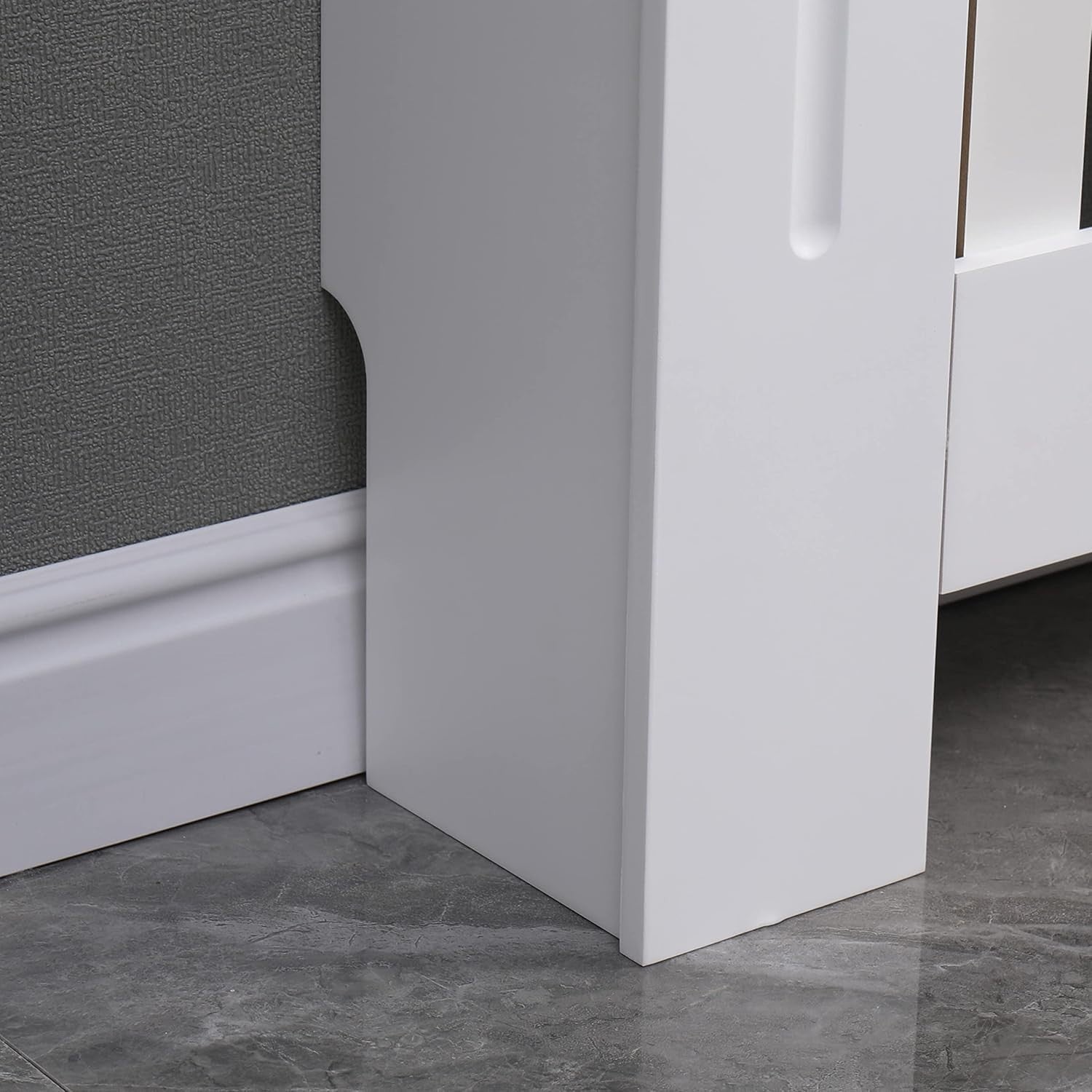 Medium White Radiator Cover | Modern MDF Vertical Slat Cabinet Elegant Design