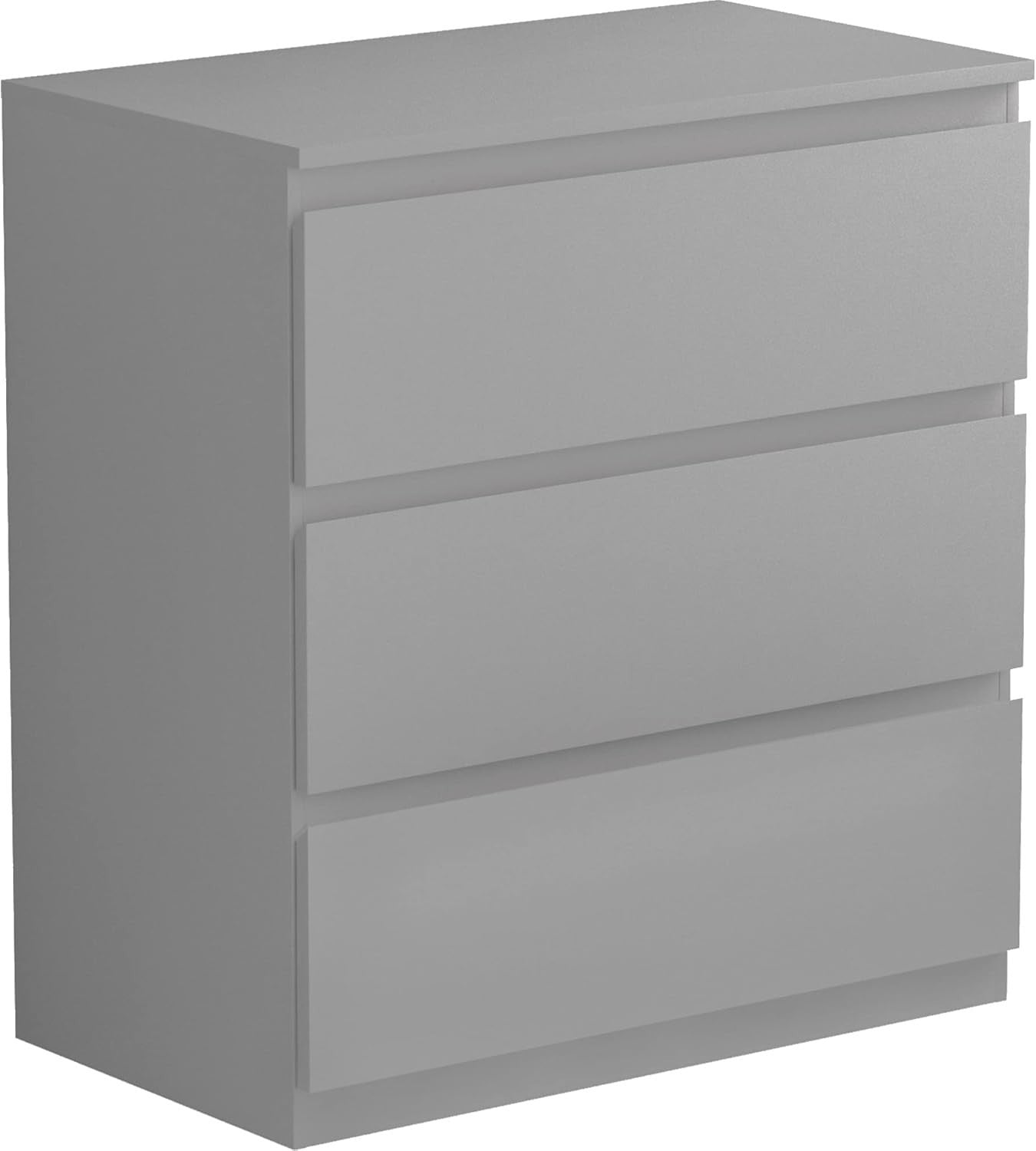 Modern Grey 3 Drawer Chest Storage Unit for Bedroom Home Office