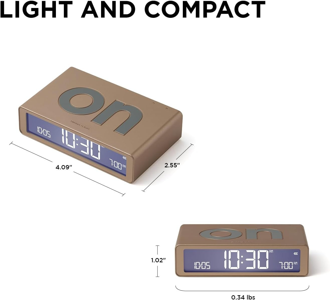 Flip Digital Alarm Clock Reversible On Off Touch Snooze Rechargeable