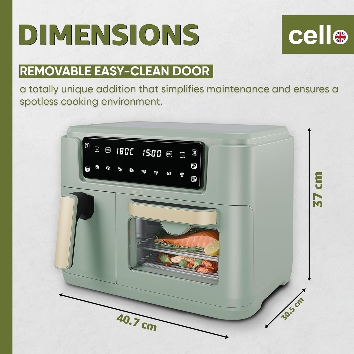11L Dual Zone Air Fryer 2400W | 3.5L + 7.5L Drawers | 8-in-1 | Sage Green