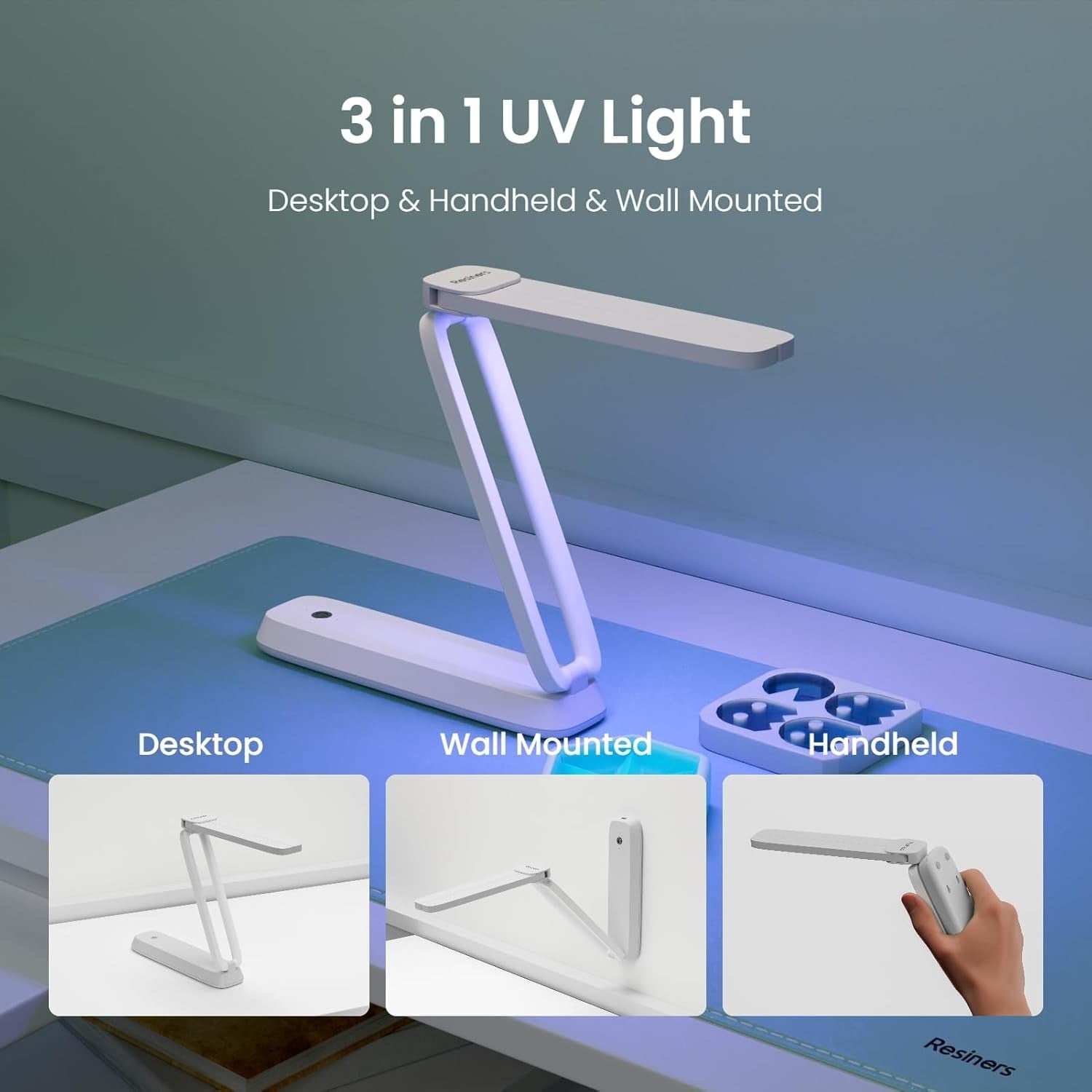 UV Resin Curing Light Wireless Rechargeable LED Lamp Foldable 3-in-1