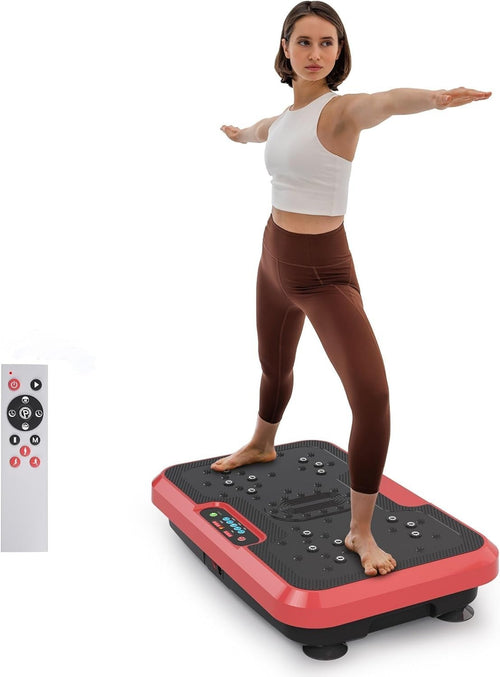 Red Vibration Plate Exercise Machine 200 Speeds Quiet Full Body Workout