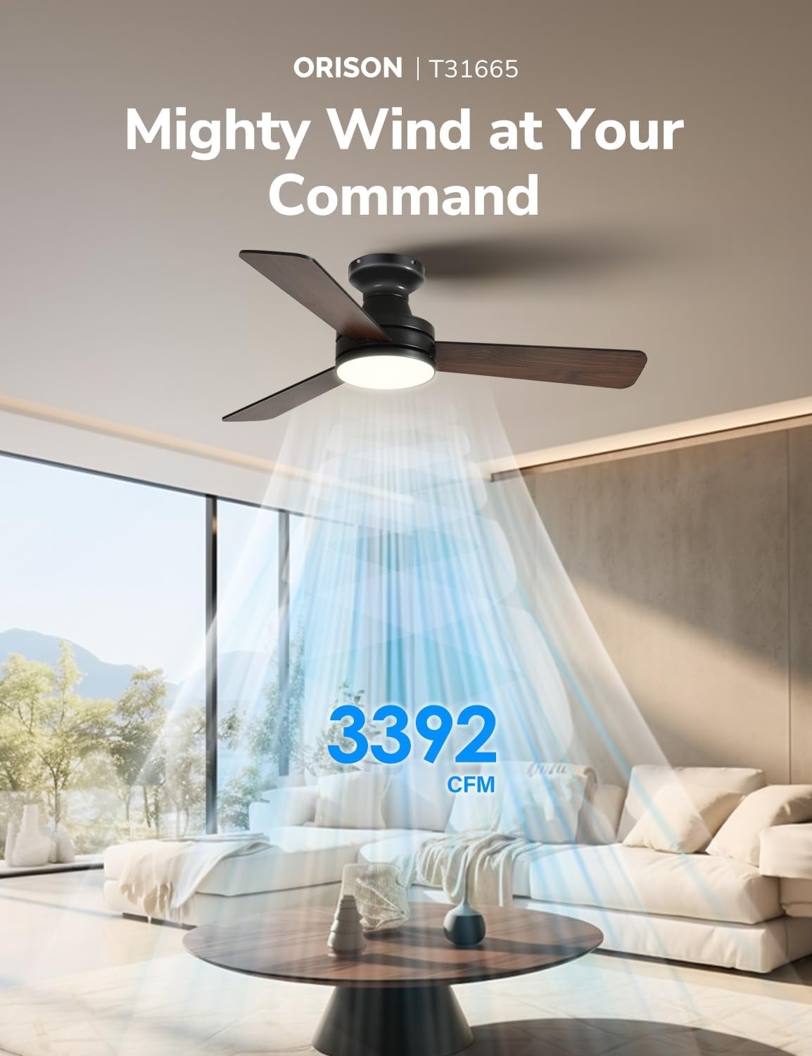 Orison 42"" Ceiling Fan with Lights, RGB Backlight, 6 Speeds, App & Remote
