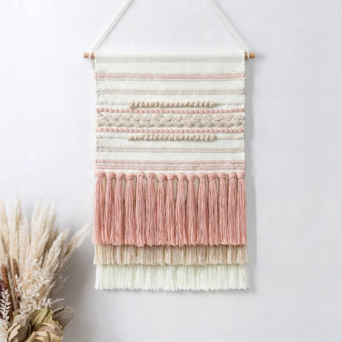 Boho Macrame Wall Hanging 16.5"x22" Geometric Tapestry Decor