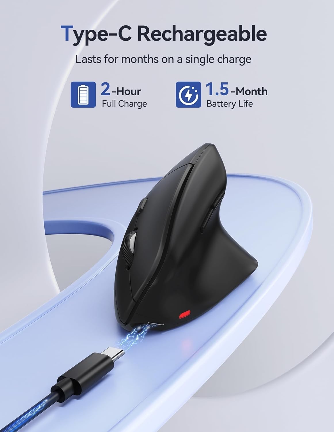Vertical Ergonomic Mouse Wireless Bluetooth 4800 DPI Silent