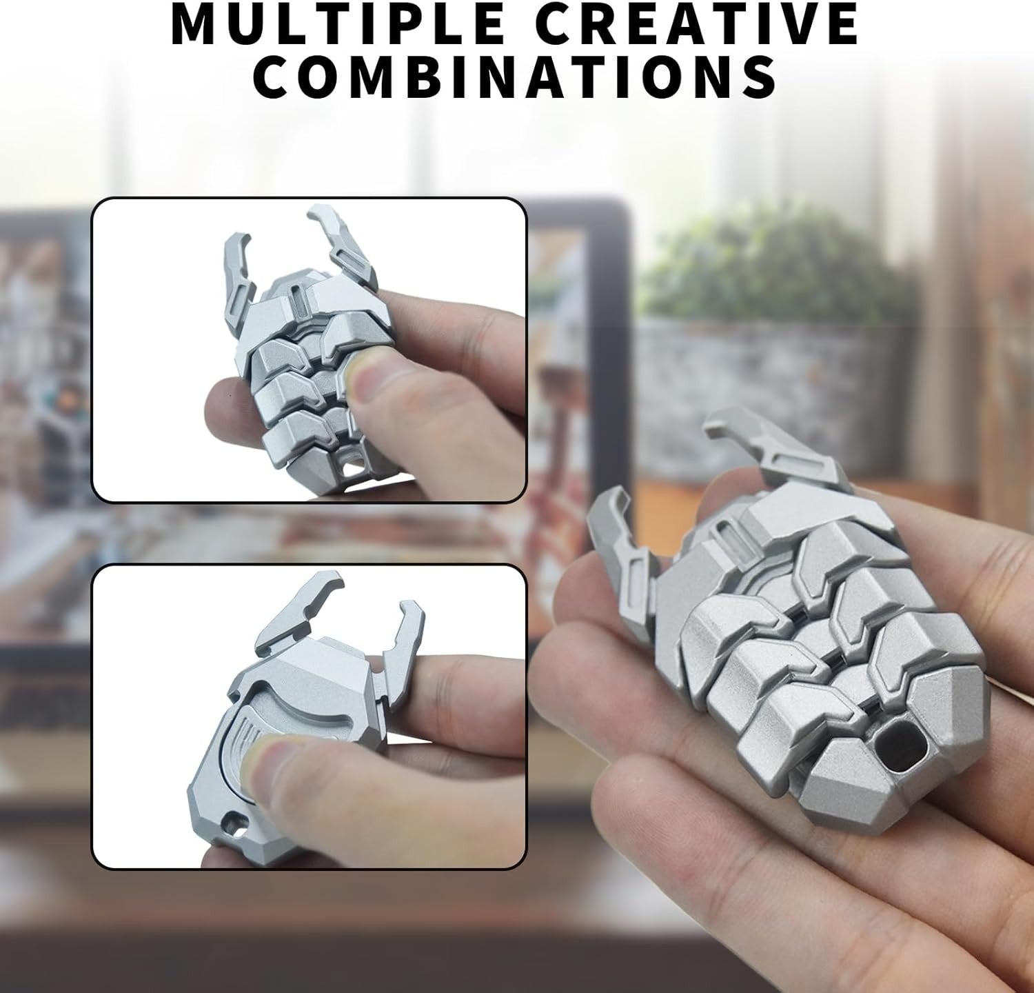 Silver Metal Beetle Fidget Clicker Alloy EDC Stress Relief ADHD