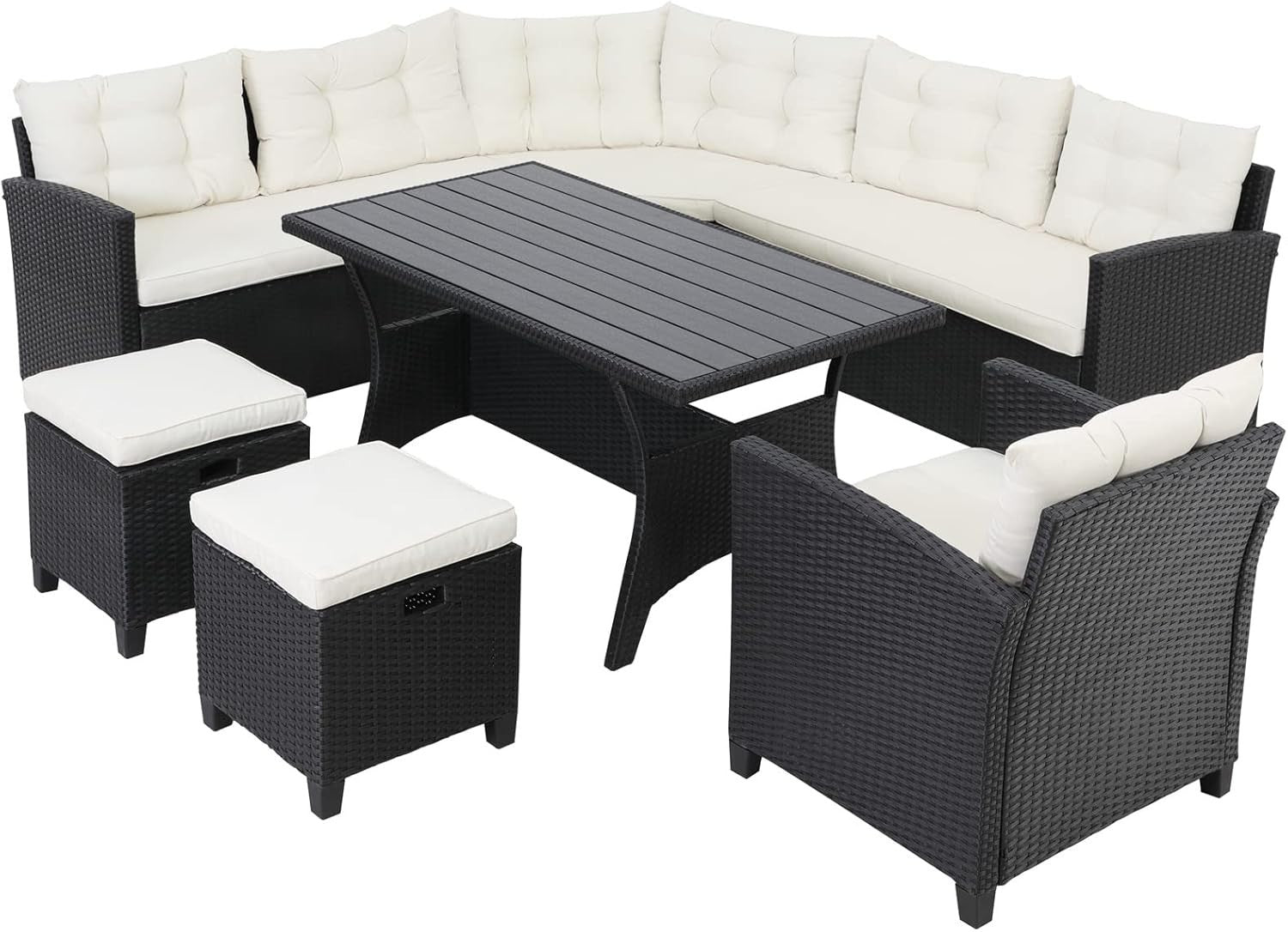 Poly Rattan Garden Dining Set 9 Seater Outdoor Corner Sofa Patio Furniture