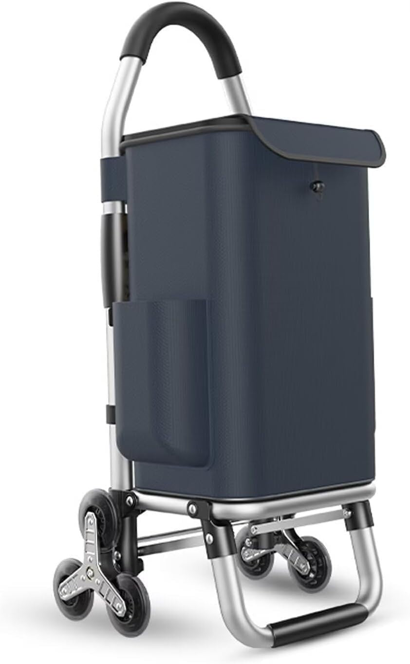 Foldable 6-Wheel Stair Climber Tool Trolley 36L Lightweight 50kg Navy Blue