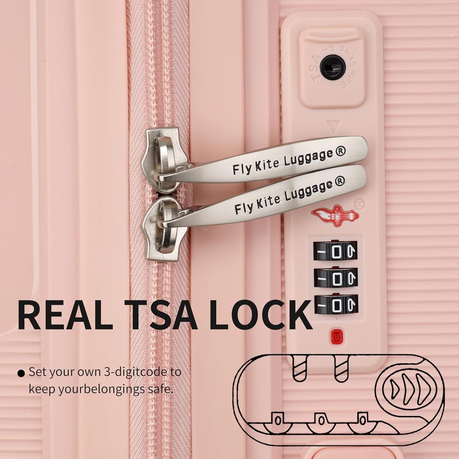 3pc Suitcase Set 20 24 28 Hard Shell TSA Lock Spinner Wheels PP