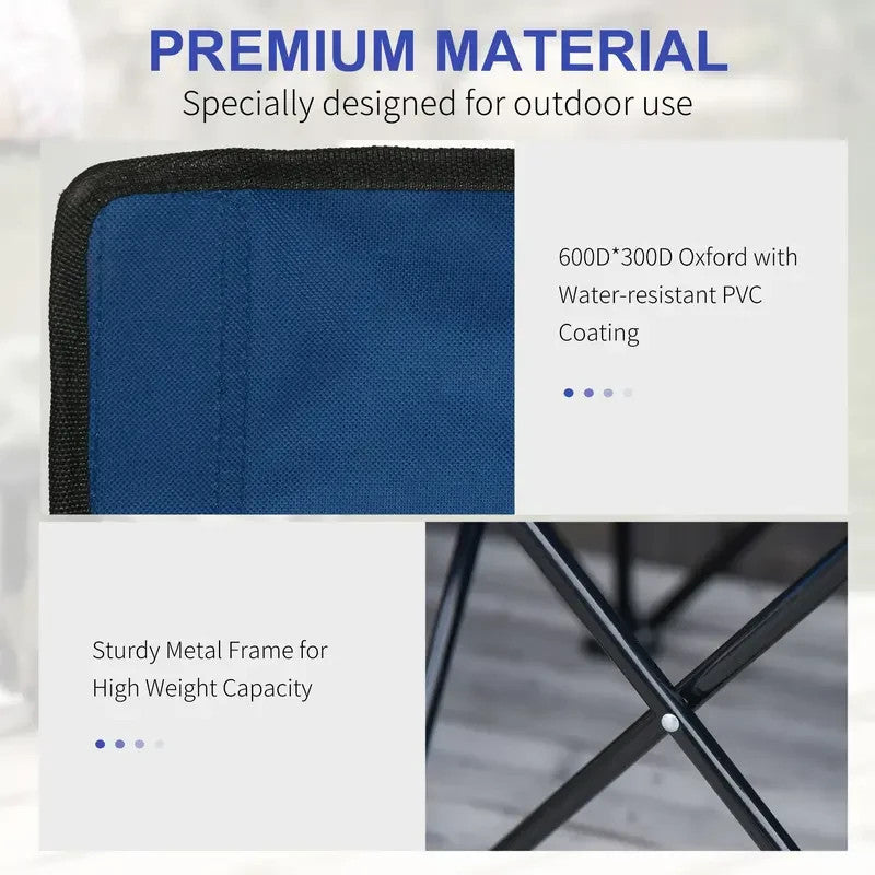 6-Seater Folding Team Bench with Cup Holders Portable Outdoor Sports Chair Blue