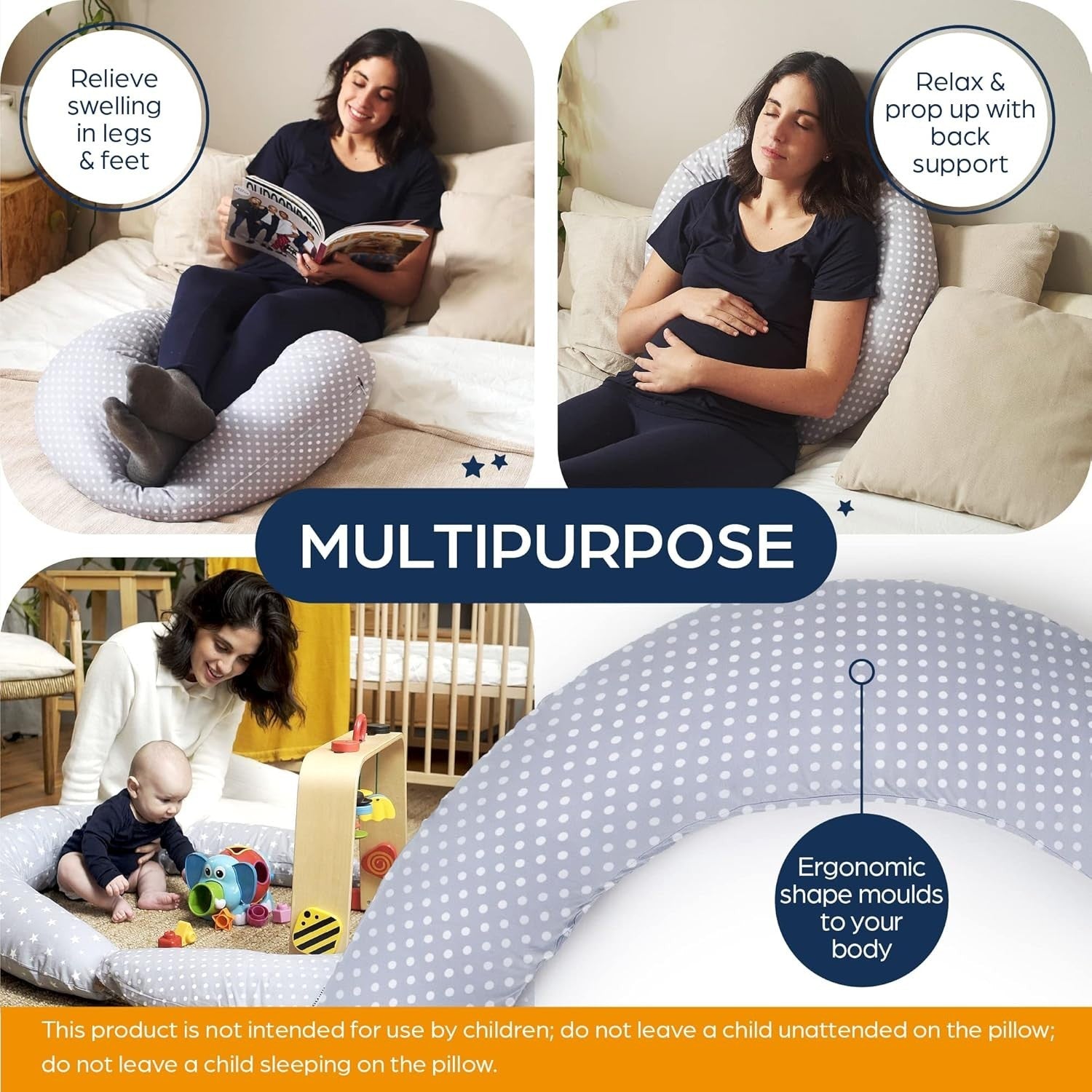 Luxury Pregnancy Pillow XXL U-Shape Maternity Body Support 100% Cotton