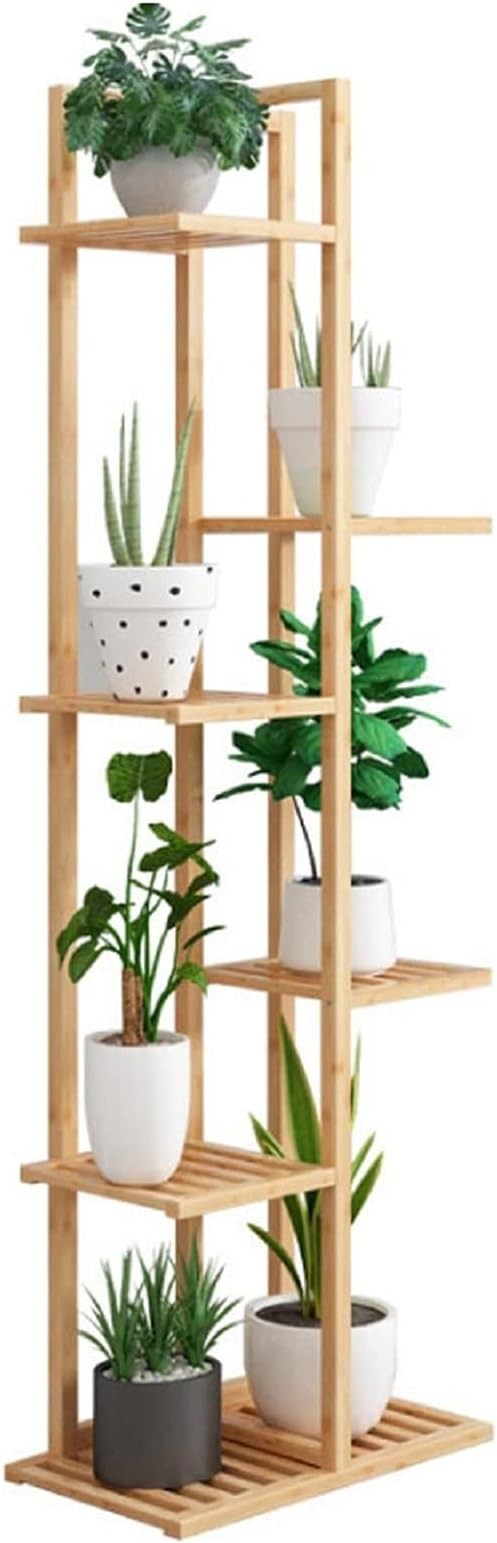 6 Tier Wooden Plant Stand 7 Pots Tall Indoor Outdoor Ladder Flower Shelf Rack