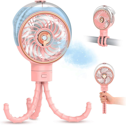 Stroller Clip Fan – Portable 5000mAh Rechargeable Misting Fan w/ Tripod & Clip