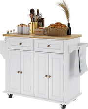 Rolling Kitchen Trolley Cart with Drawers, Cabinets & Lockable Wheels, Space-Sav