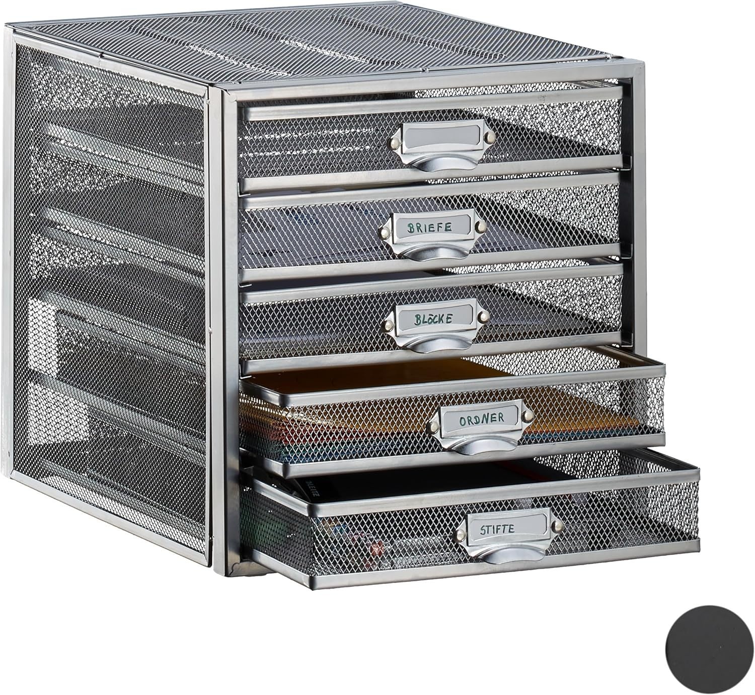 Desk Organizer with 5 Drawers for A4 Files, Paper & Office Storage Silver
