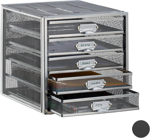 Desk Organizer with 5 Drawers for A4 Files, Paper & Office Storage Silver