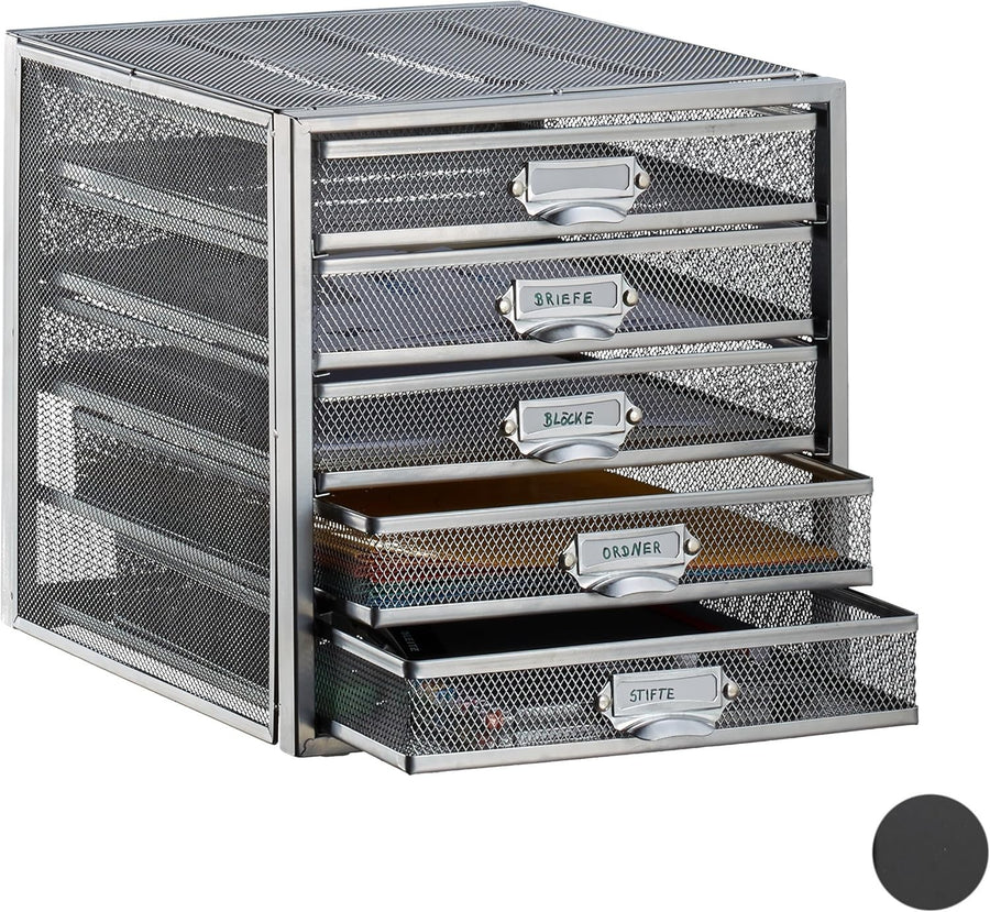 Desk Organizer with 5 Drawers for A4 Files, Paper & Office Storage Silver
