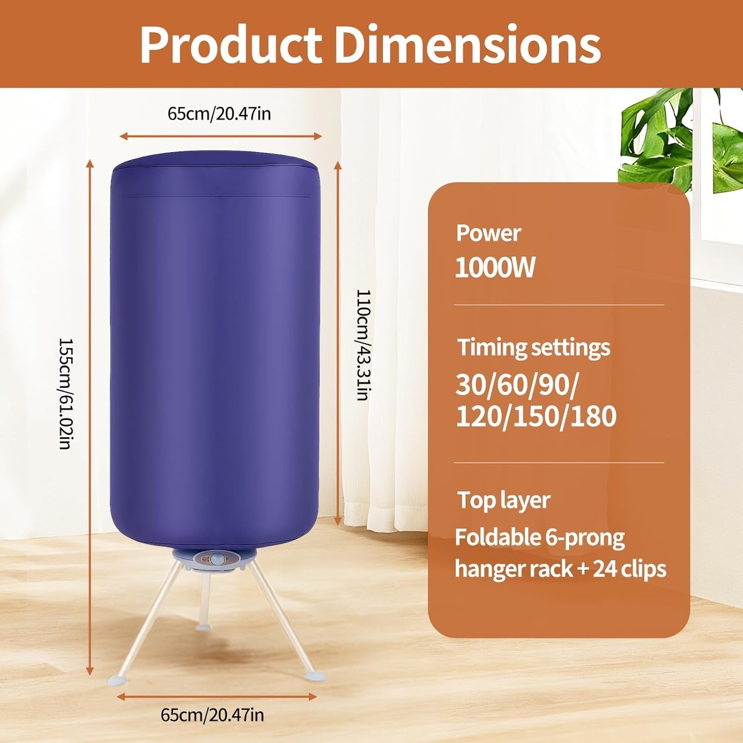 1000W Heated Clothes Airer Electric Dryer With Cover 2 Tier Indoor Rack