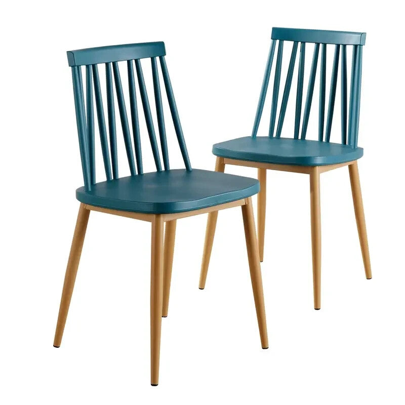 2 Seater Dining Table Set White MDF Top & Teal Chairs Modern Scandi Style