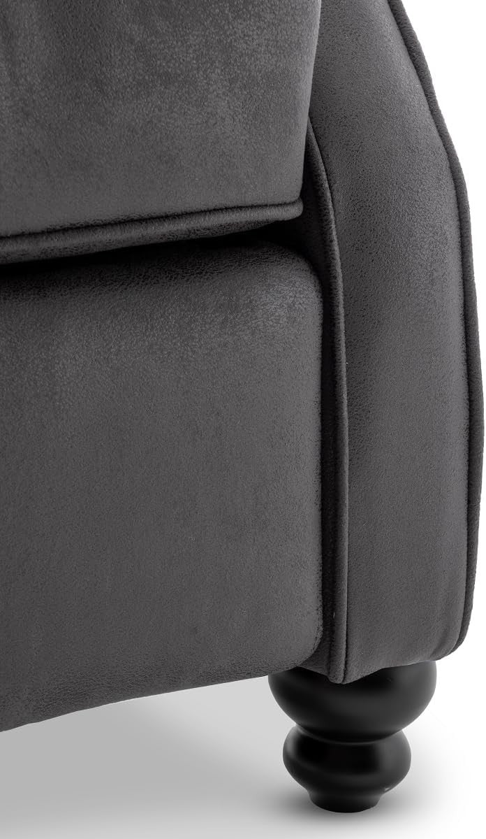 Recliner Armchair Faux Leather Grey Chair High Back Support Elderly