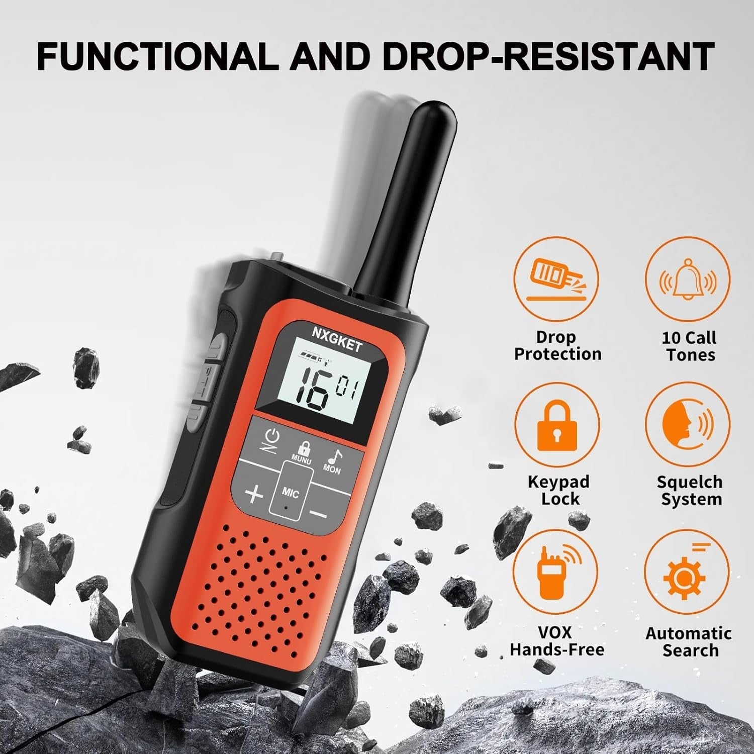 Rechargeable Walkie Talkies 3 Pack Long Range 5KM VOX 16 Channel Radio