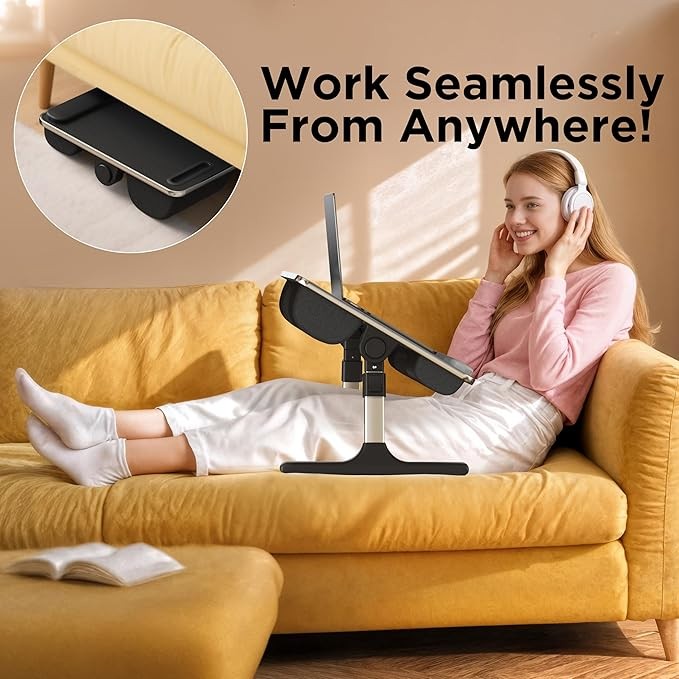 2-in-1 Adjustable Bed Laptop Table Folding Lap Desk Cushioned XXL Tray