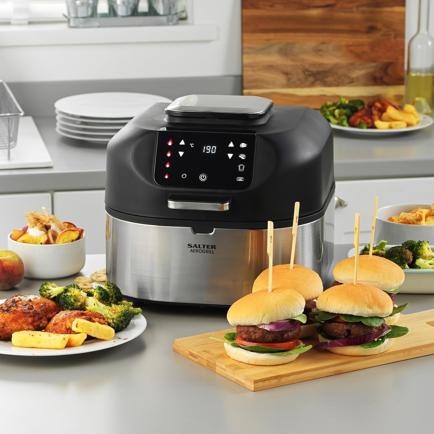 AeroGrill Multicooker 5.2L 5-in-1 Grill & Air Fryer, Temp Probe, LED Touch 1750w