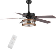 JONATHAN Y Joanna 52" LED Ceiling Fan, Rustic Iron/Wood, App & Remote