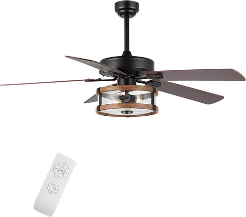 JONATHAN Y Joanna 52" LED Ceiling Fan, Rustic Iron/Wood, App & Remote