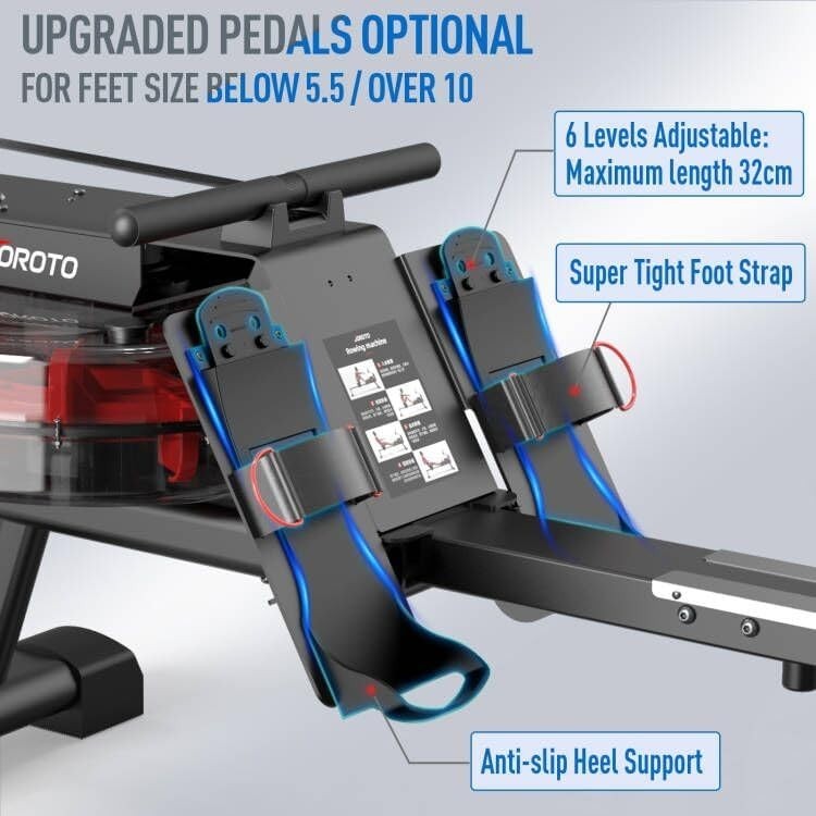 Foldable Water Rowing Machine Quiet Bluetooth 300LB Home Rower with LCD & Holder