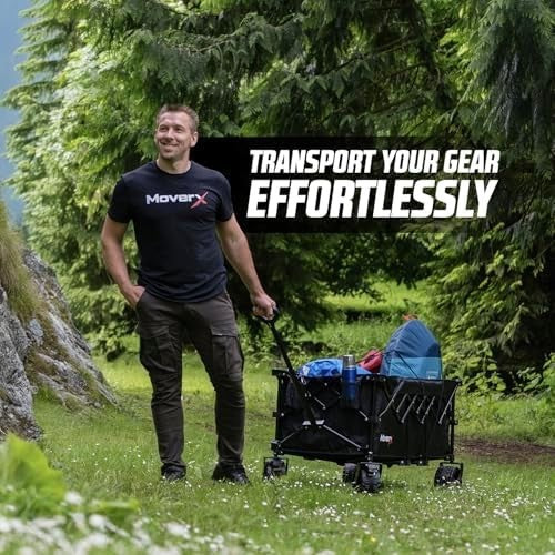 200L Folding Wagon Trolley All-Terrain Wheels Adjustable Handle Camping Cart