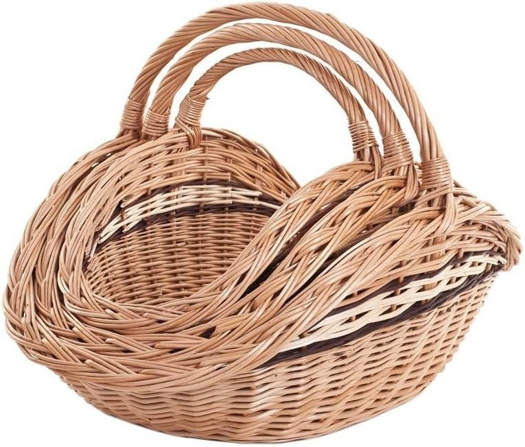 Rustic Wicker Log Basket with Handle, Durable Indoor Firewood Storage