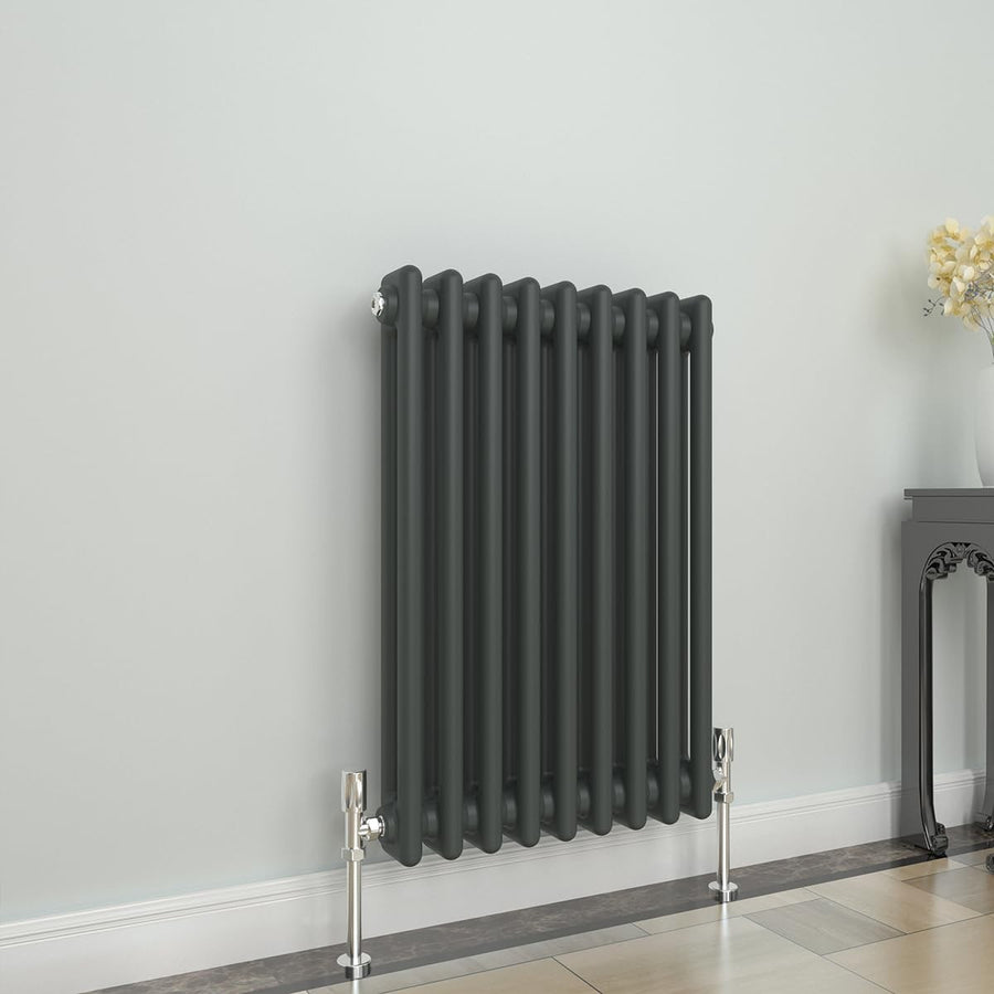 Anthracite 2 Column Designer Horizontal Radiator 600x425mm Modern Cast Iron