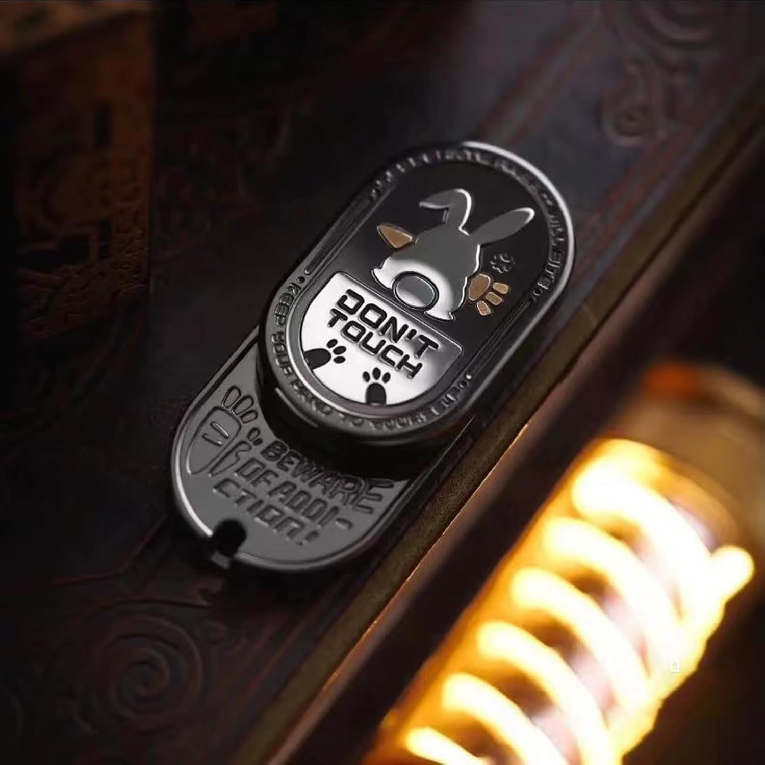 Black Metal Rabbit Fidget Slider EDC Stress Relief Clicker