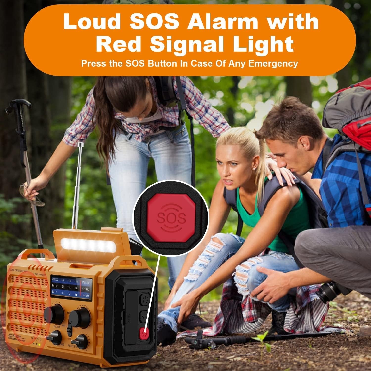 Solar Hand Crank Emergency Radio AM FM USB Phone Charger Torch SOS