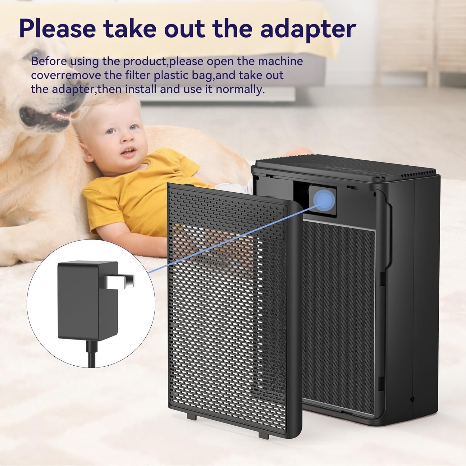 Large Room HEPA Air Purifier Pet Hair Smoke Odor 1500SqFt Quiet