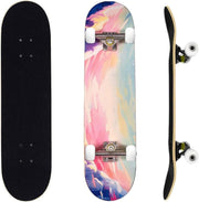31" Maple Double Kick Skateboard Beginners Kids Adults Pink w/ T-Tool Grip Deck