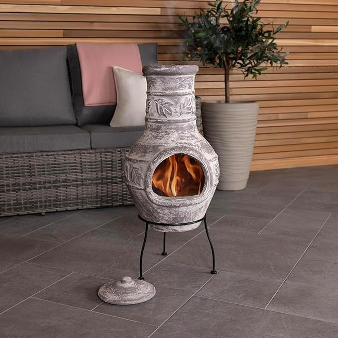 Outdoor Clay Chiminea Patio Heater Firepit Rustic Garden Heating 85cm