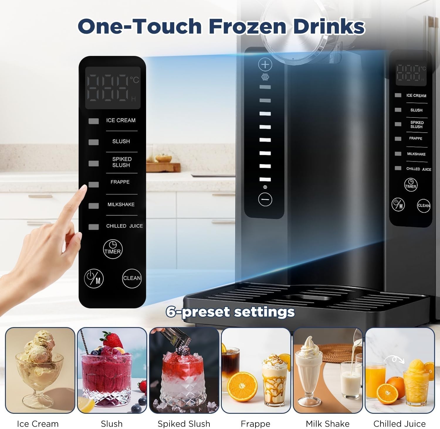 2.6L Slush Machine No Ice Frozen Drink Maker LED Display Self Cleaning