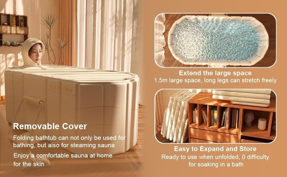 Adult Portable Foldable Bathtub – 150cm Japanese SPA Collapsible Sauna Tub