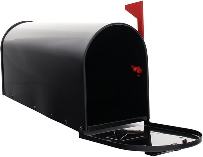 Lockable Steel Mailbox Black – Weatherproof, Surface Mount, Mail Notifier