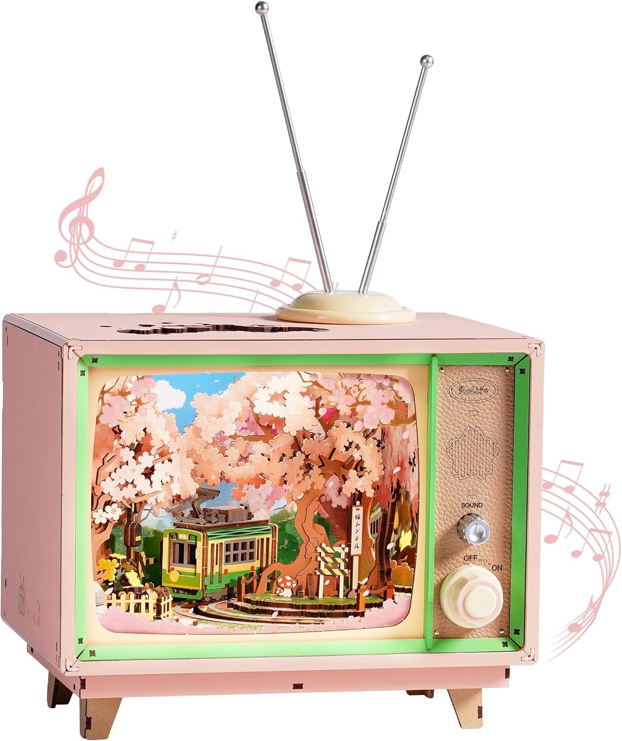 3D Cherry Blossom Sakura Tram Puzzle with LED Lights & Moving Model Display
