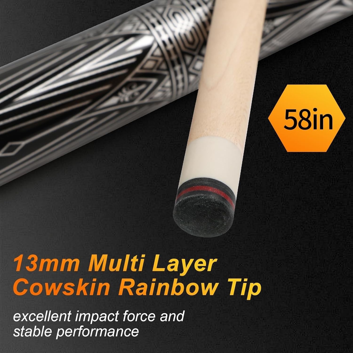 58" Adjustable Pool Cue 19oz–21oz Canadian Maple 3 in 1 Pro Stick Set