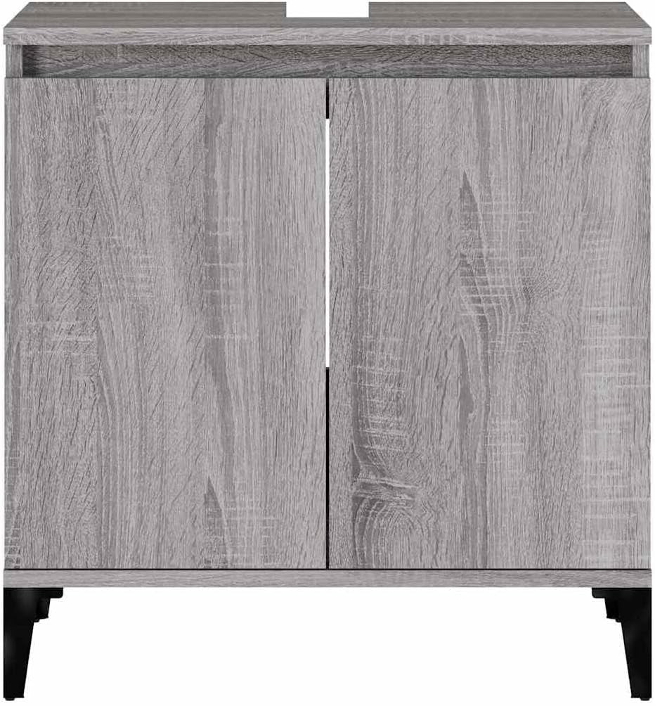 Grey Sonoma Bathroom Sink Cabinet | 58x33x60cm Modern Under Sink Storage
