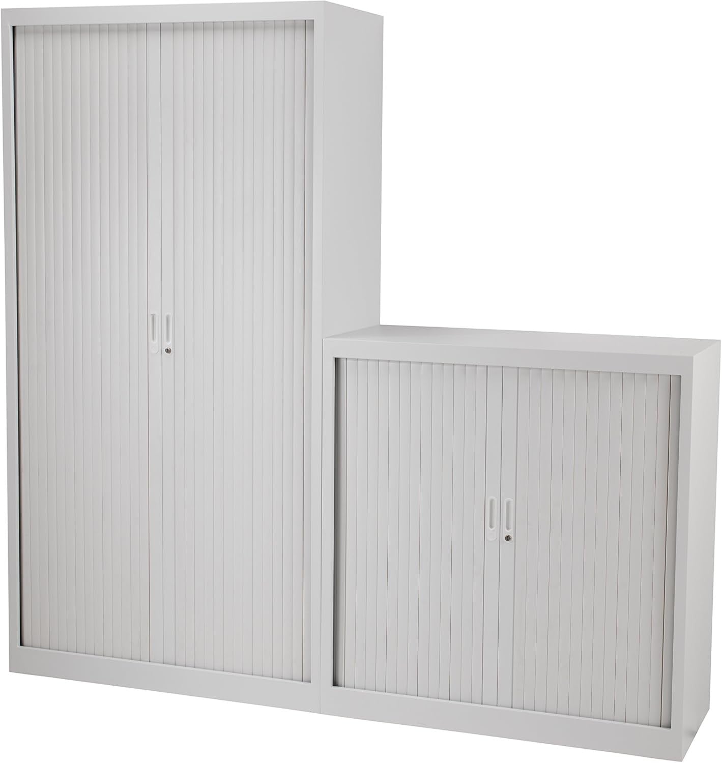 Tall Grey Metal Lockable Storage Cabinet Office Cupboard Adjustable Shelves